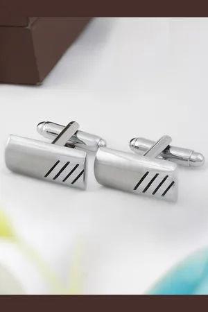 KOVOVE Silver-Toned he Kitty-Cornered Cufflink