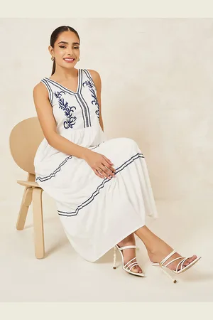 Styli Floral Embroidered A-Line Maxi Dress