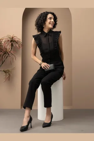BEATNIK Georgette Shirt Style Ruffle Top