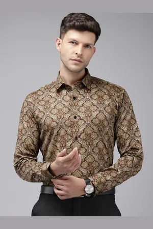 V Dot Men Slim Fit Printed Pure Cotton Formal Shirt