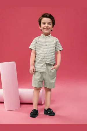Toonyport Boys Striped Pure Cotton Shirt With Shorts