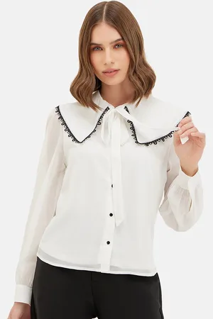 Kazo Peter Pan Collar Georgette Casual Shirt