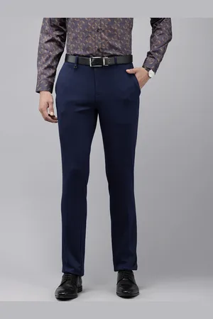 V Dot Men Textured Skinny Fit Formal Trousers