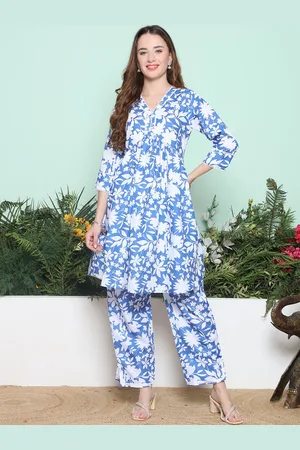 Bhama Couture Floral Printed Empire Kurta with Trousers