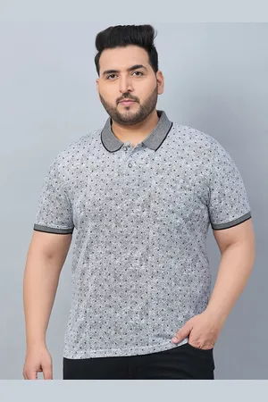 Austivo Plus Size Printed Polo Collar CottonT-shirt