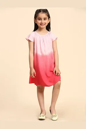 Maaesa Girls Colourblocked Round Neck A-Line Dress
