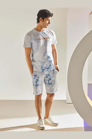 Crimsoune Club Abstract Printed Round Neck Short Sleeves Cotton Slim Fit T-shirt