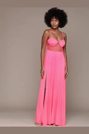 Bebe Future Glam Paint Splatter Net Maxi Dress