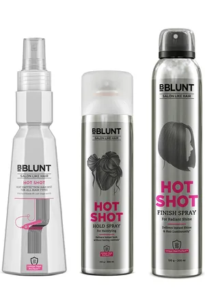 BBLUNT Hot Shot Set of Finish Hair Spray 200ml + Hold Hair Spray 300ml + Heat Mist 150ml