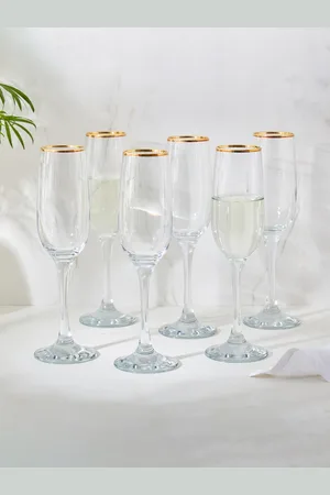 Home Centre Kin Transparent 6 Pcs Champagne Glasses - 210 ML