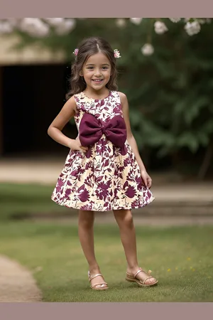 A.T.U.N. Girls Floral Printed Pam Bow Fit & Flare Dress