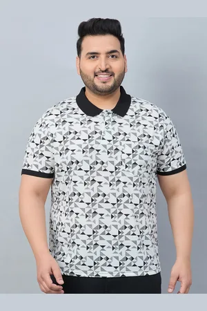 Austivo Plus Size Printed Polo Collar Cotton T-shirt