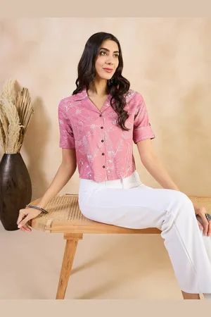 Anouk Print Rayon Printed Roll-Up Sleeves Shirt Style Top