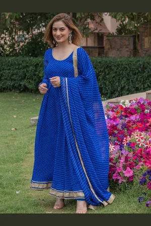 HOUSE OF JAMOTI Striped Printed Tiered Gotta Patti Kurta with Trousers & Dupatta