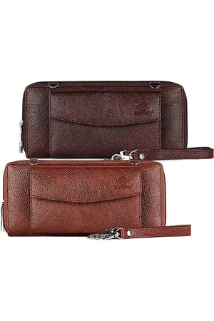 THE CLOWNFISH Women Rust & Brown 2 Leather Zip Around Wallet