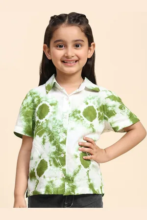 Maaesa Girls Modern Tie Dyed Half Sleeves Collar Shirt