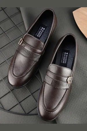HERE&NOW Men Brown Round Toe Formal Slip-On Shoes
