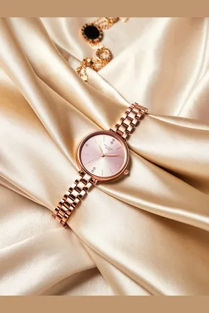 Sonata Women Brass Embellished Dial & Bracelet Style Straps Analogue Watch SP80018WM01W