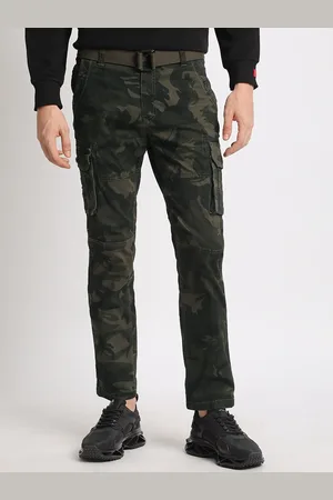 The Bear House Men Camouflage Printed Cotton Slim Fit Cargos Trousers