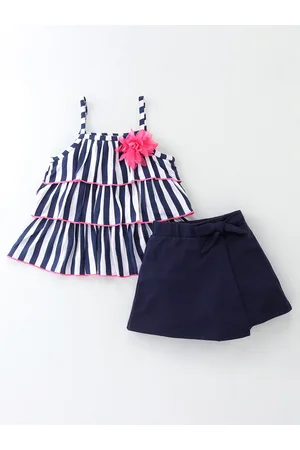 CrayonFlakes Girls Striped Top With Shorts