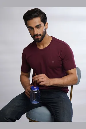 JADE BLUE Men Pure Cotton Slim Fit Tshirt