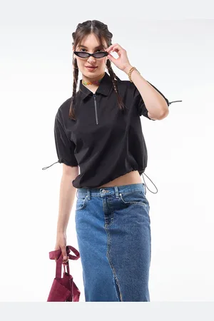 Bewakoof Cotton Shirt Style Crop Top