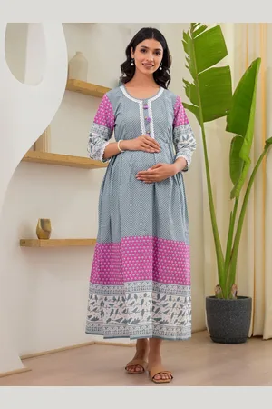 Aujjessa Printed Maternity Maxi Dress