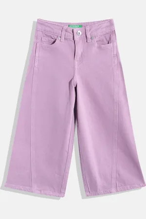 Benetton Girls Mid-Rise Clean Look Wide Leg Jeans
