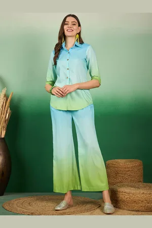 Sangria Ombre Printed Shirt With Trousers