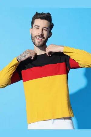 The Dry State Men Colourblocked Round Neck T-shirt