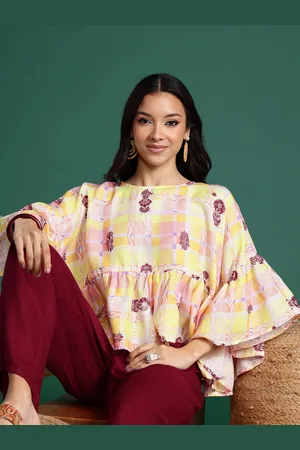 Sangria Geometric Printed Regular Top with Trousers