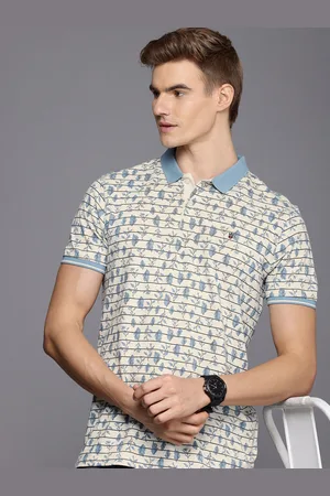 Louis Philippe Tropical Printed Polo Collar Pure Cotton Slim Fit T-shirt