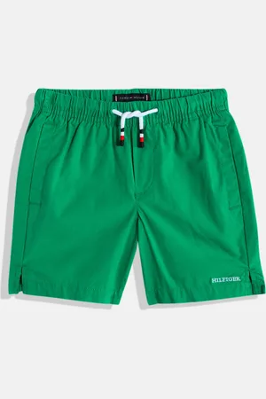 Tommy Hilfiger Boys Loose Fit Shorts With Mini Brand Logo Embroidered & Side Slits Detail