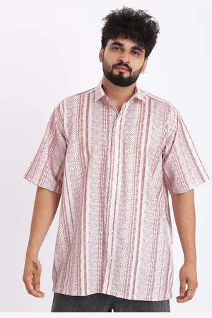 Brown brothers Vertical Stripes Spread Collar Short Sleeves Oversized Shirt