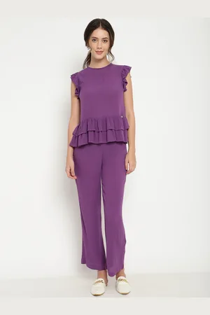 BEATNIK Flared Sleeves Ruffled Top With Trouser