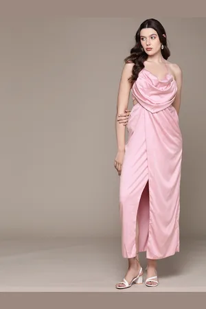 Bebe Future Glam Cowl Neck Satin Maxi Dress