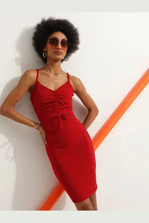 Veni Vidi Vici Bodycon Ruched Bow Detailed Dress