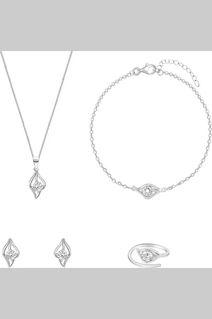 GIVA 925 Silver Falling Dew Pendant With Chain & Earrings with Bracelet Set