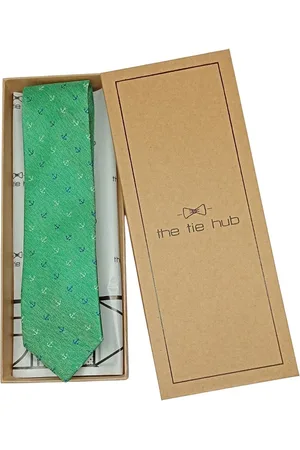 The Tie Hub Men Woven Design Pure Silk Broad Tie