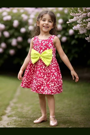 A.T.U.N. Girls Polka Dot Print Sleeveless Bow A-Line Dress