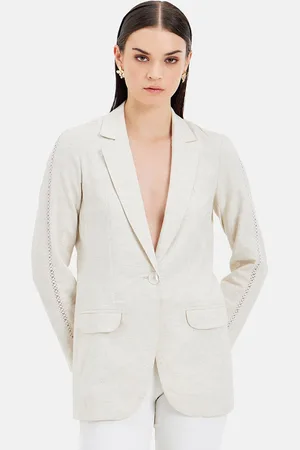 Kazo Single Breasted Notched Lapel Linen Blazer