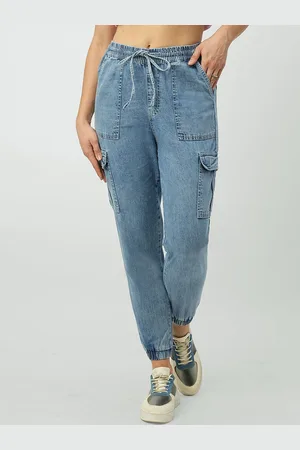 Kraus Women Faded Skinny Fit High-Rise Cotton Joggers Trousers
