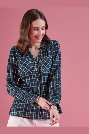 DressBerry Blue Classic Checked Cotton Casual Shirt