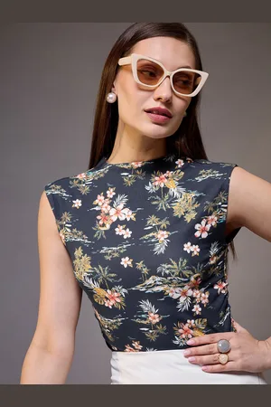KASSUALLY Women Round Neck Floral Print Cotton Top