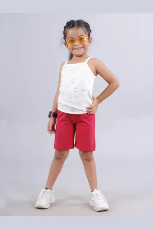 KiddoPanti Girls Printed Top With Shorts