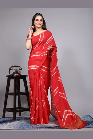 Kalini Tie and Dye Zari Lehariya Pure Cotton Handloom Saree