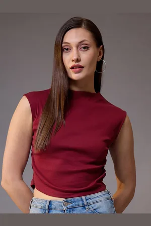 KASSUALLY Women Round Neck Cotton Crop Top