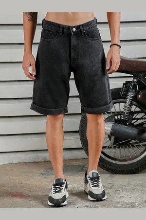 High Star Men Loose Fit Mid-Rise Cotton Denim Shorts