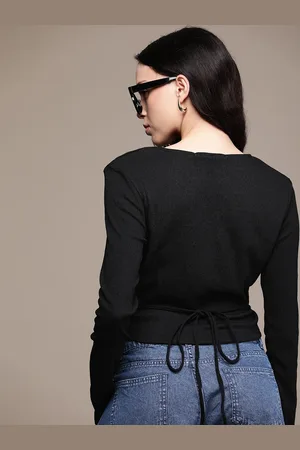 Calvin Klein Long Sleeves Wrap Crop Top