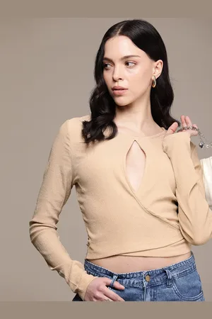 Calvin Klein Long Sleeves Wrap Crop Top